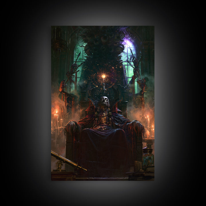 The Dreaming Priest Of The Outer Gate, Dark Academia Wall Art, Vertical Wall Art, Framed Canvas Print, Gothic Wall Decor, Halloween Decor