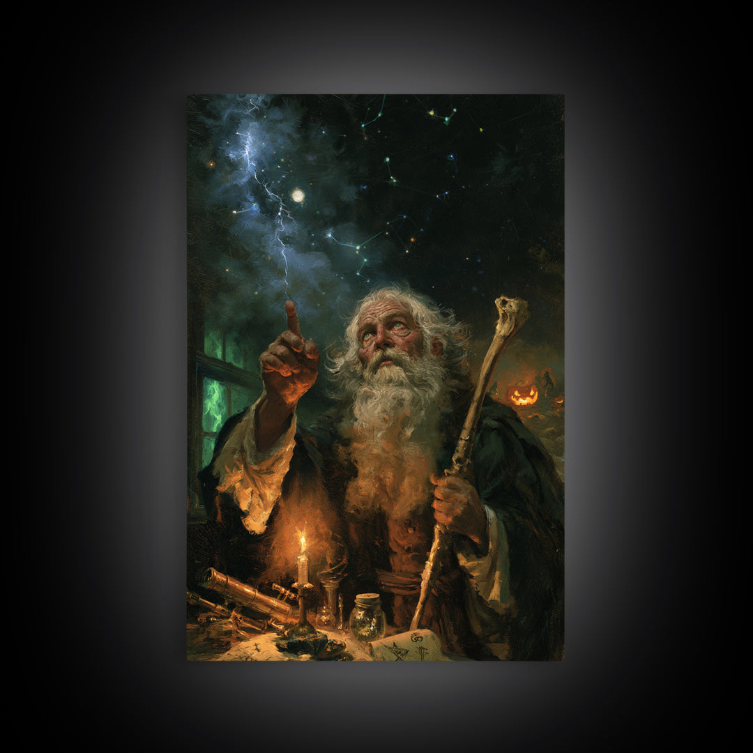 The Star-Seer Of Black Dunwich, Macabre Victorian Decor, Vertical Wall Art, Canvas Print, Gothic Wall Decor, Halloween Portrait Art