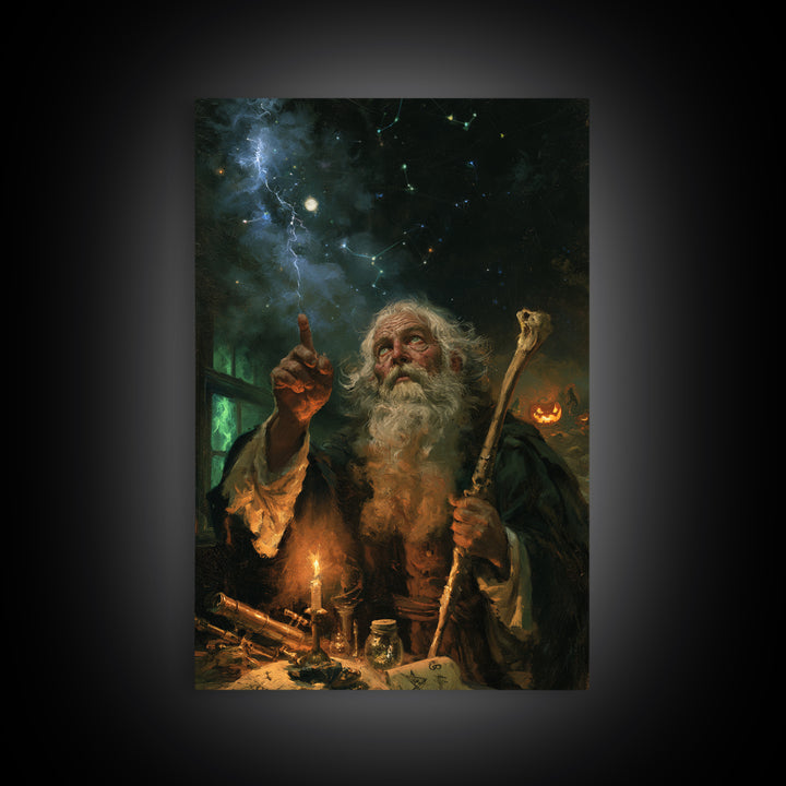 The Star-Seer Of Black Dunwich, Macabre Victorian Decor, Vertical Wall Art, Canvas Print, Gothic Wall Decor, Halloween Portrait Art