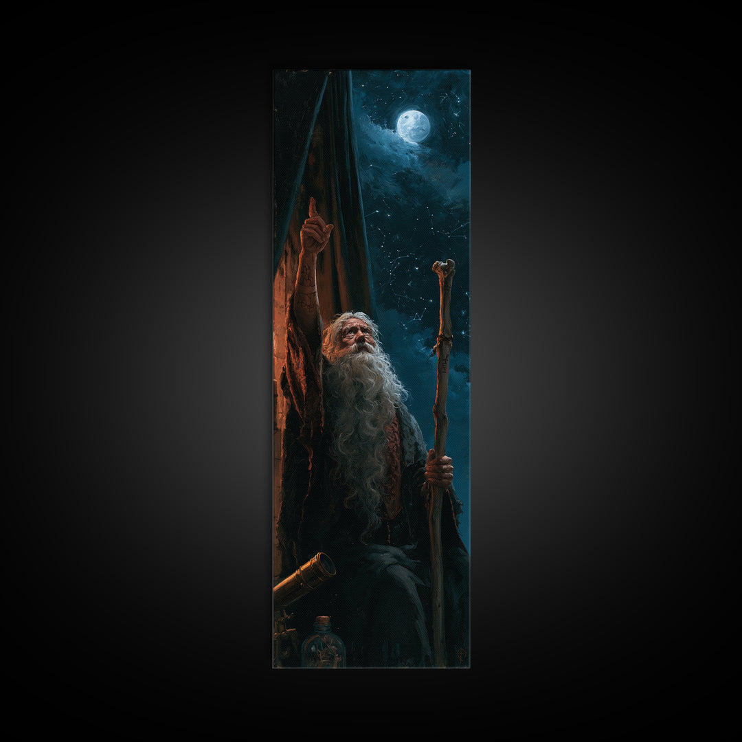 The Star-Seer Of Black Dunwich, Antique Gothic Portrait, Tall Narrow Wall Art, Canvas Print, Gothic Wall Decor, Halloween Portrait Art