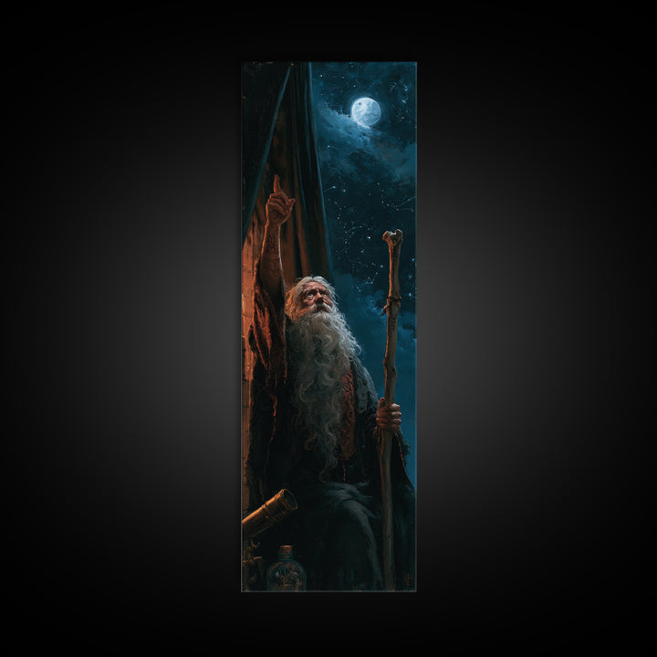 The Star-Seer Of Black Dunwich, Antique Gothic Portrait, Tall Narrow Wall Art, Canvas Print, Gothic Wall Decor, Halloween Portrait Art