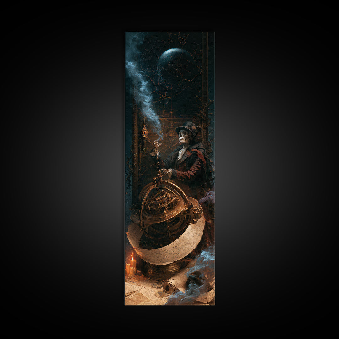 The Astronomer Of The Hollow Sky, Victorian Horror Portrait, Tall Narrow Wall Art, Canvas Print, Gothic Wall Decor, Halloween Portrait Art