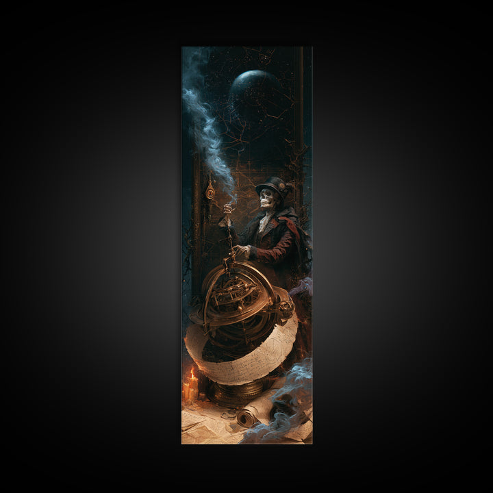 The Astronomer Of The Hollow Sky, Victorian Horror Portrait, Tall Narrow Wall Art, Canvas Print, Gothic Wall Decor, Halloween Portrait Art