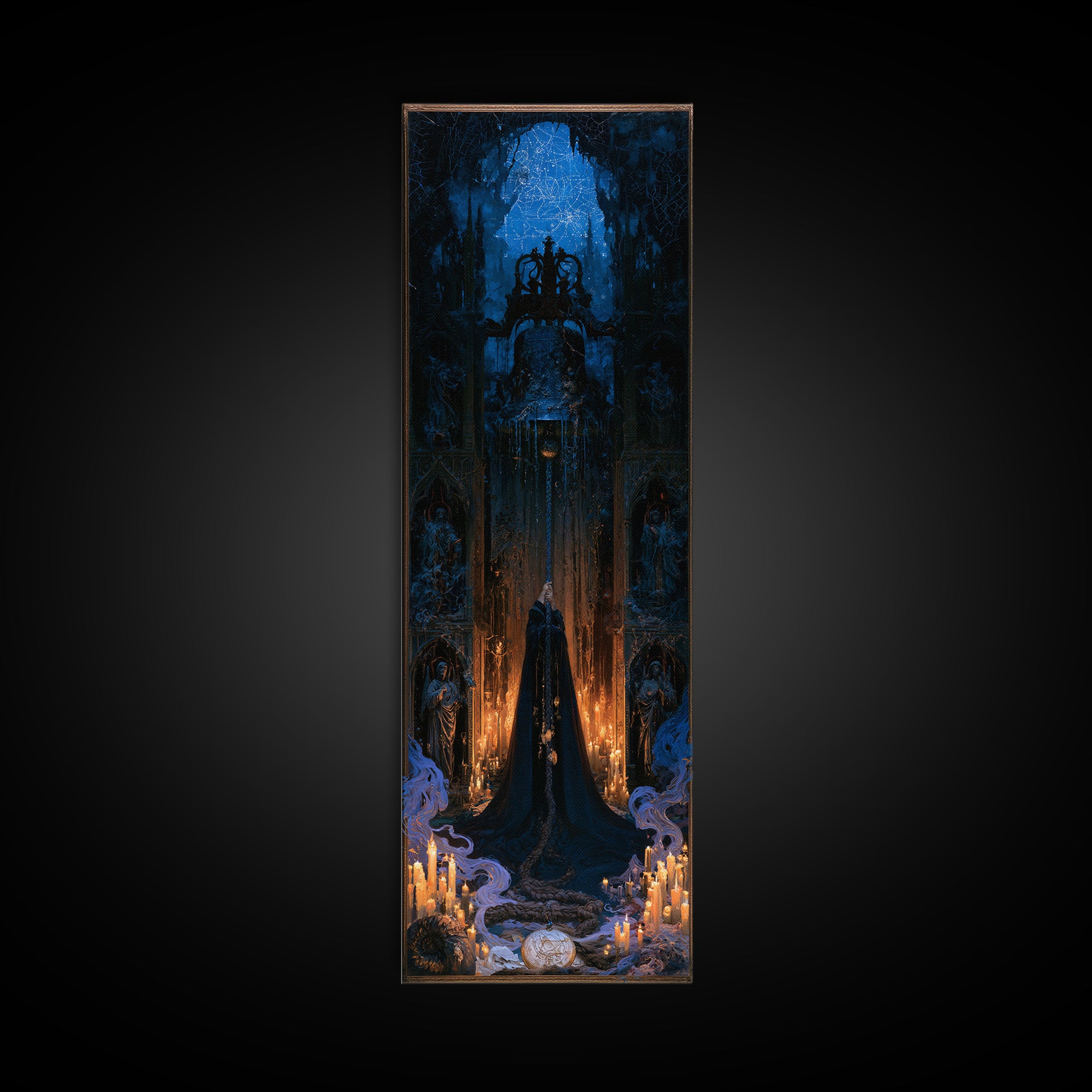 The Bellringer Of The Sunken Cathedral, Victorian Gothic Art, Tall Narrow Wall Art, Canvas Print, Gothic Wall Decor, Halloween Portrait Art