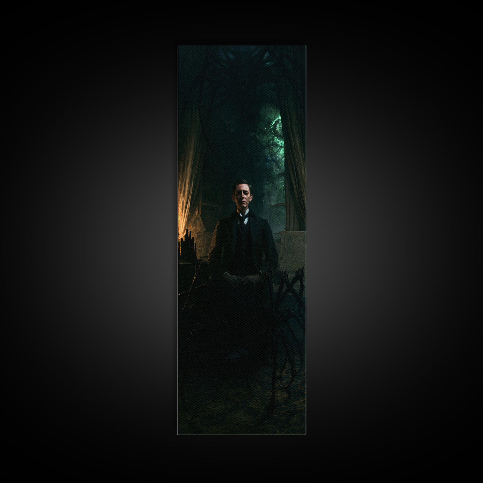 The Crawler Beneath The Floor Of Stars, Dark Academia Wall Art, Tall Narrow Wall Art, Canvas Print, Gothic Wall Decor, Halloween Wall Art