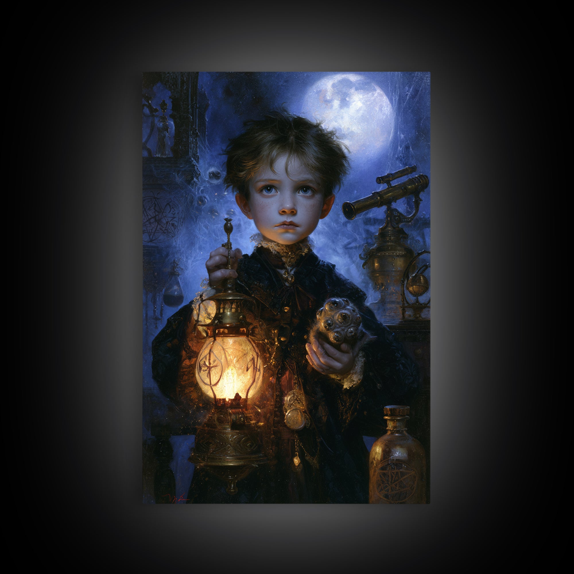 The Child Who Caught A Moon-Spawn, Victorian Gothic Art, Vertical Wall Art, Canvas Print, Gothic Wall Decor, Halloween Portrait Art