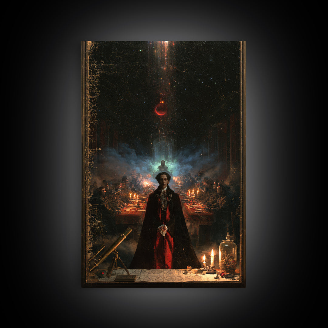 The Feast Of The Pale Cult, Victorian Gothic Art, Vertical Wall Art, Framed Canvas Print, Gothic Wall Decor, Halloween Portrait Art