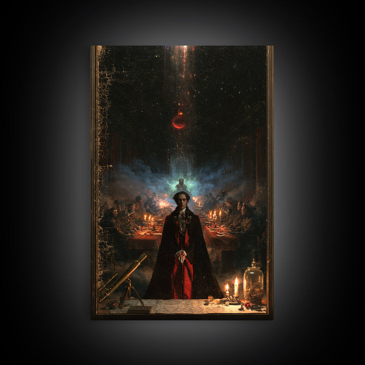 The Feast Of The Pale Cult, Victorian Gothic Art, Vertical Wall Art, Framed Canvas Print, Gothic Wall Decor, Halloween Portrait Art