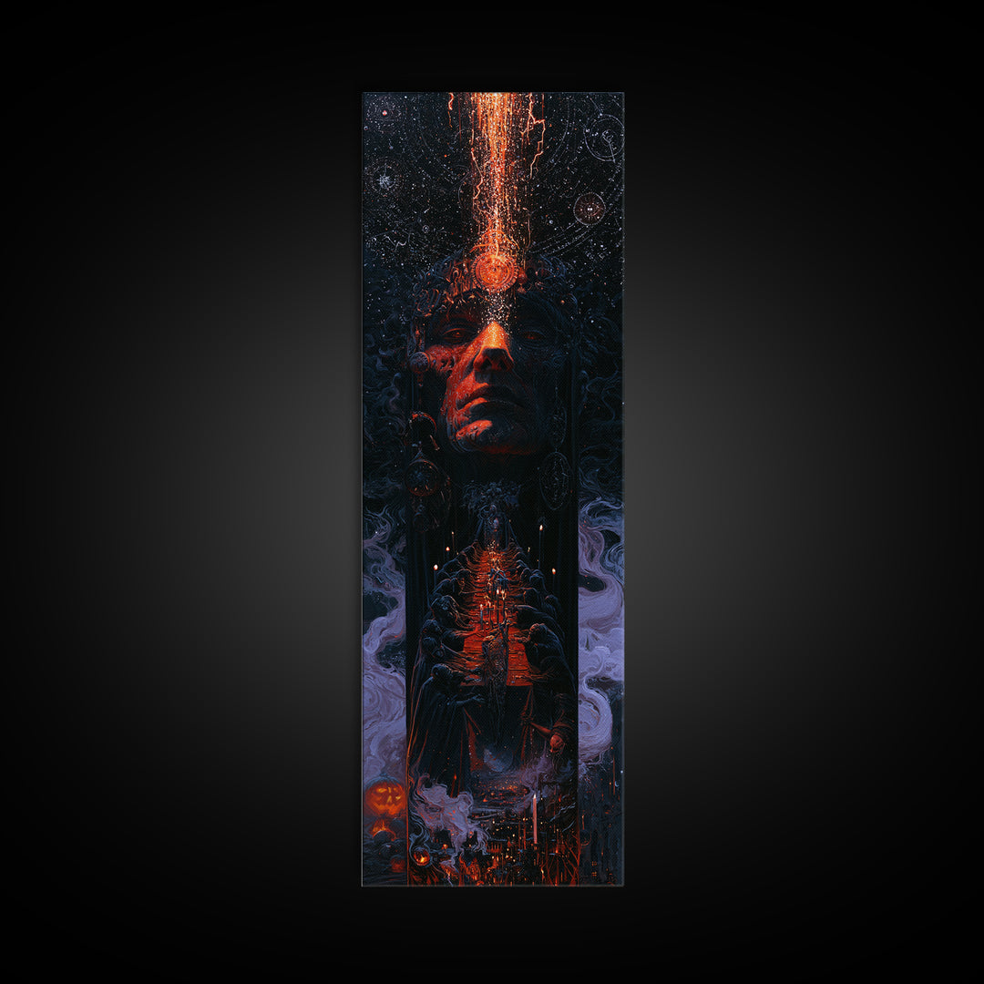 The Feast Of The Pale Cult, Dark Academia Wall Art, Tall Narrow Wall Art, Framed Canvas Print, Gothic Wall Decor, Halloween Portrait Art