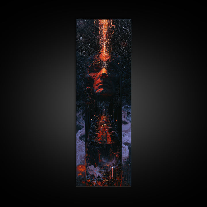 The Feast Of The Pale Cult, Dark Academia Wall Art, Tall Narrow Wall Art, Framed Canvas Print, Gothic Wall Decor, Halloween Portrait Art