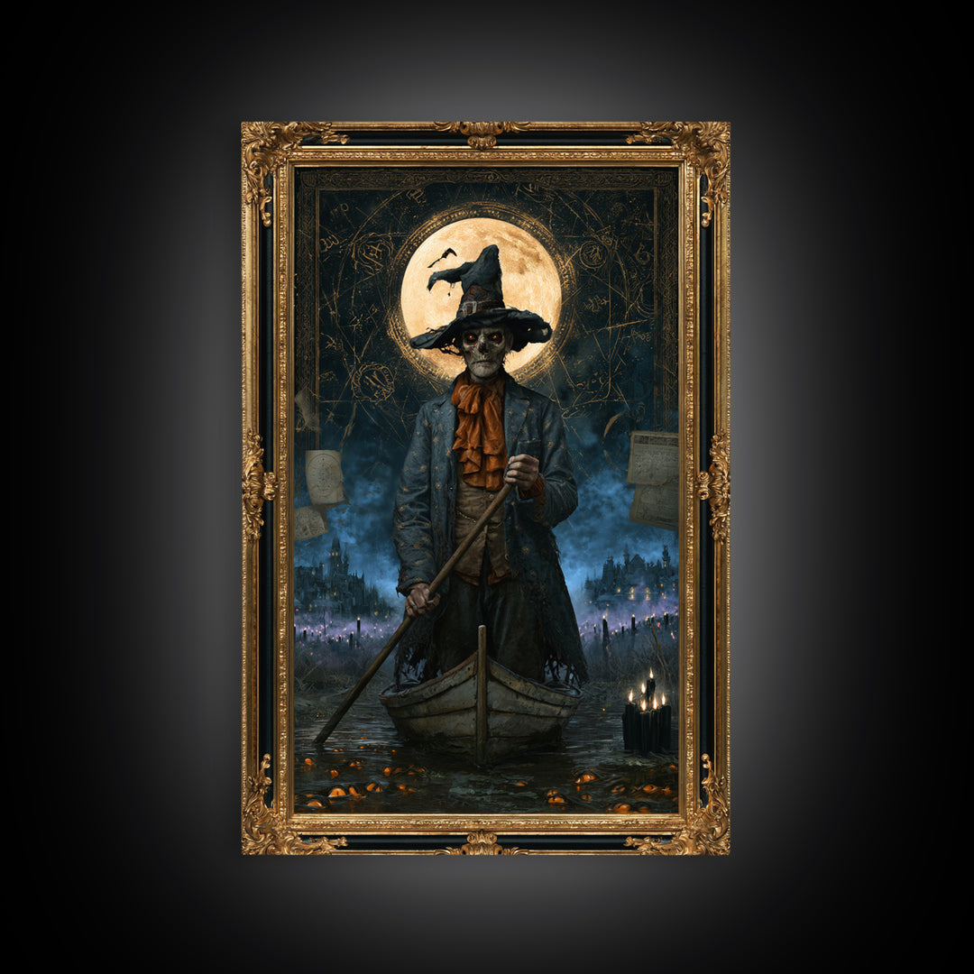 The Ferryman Of The Outer Marsh, Victorian Gothic Art, Vertical Wall Art, Canvas Print, Gothic Wall Decor, Halloween Portrait Art