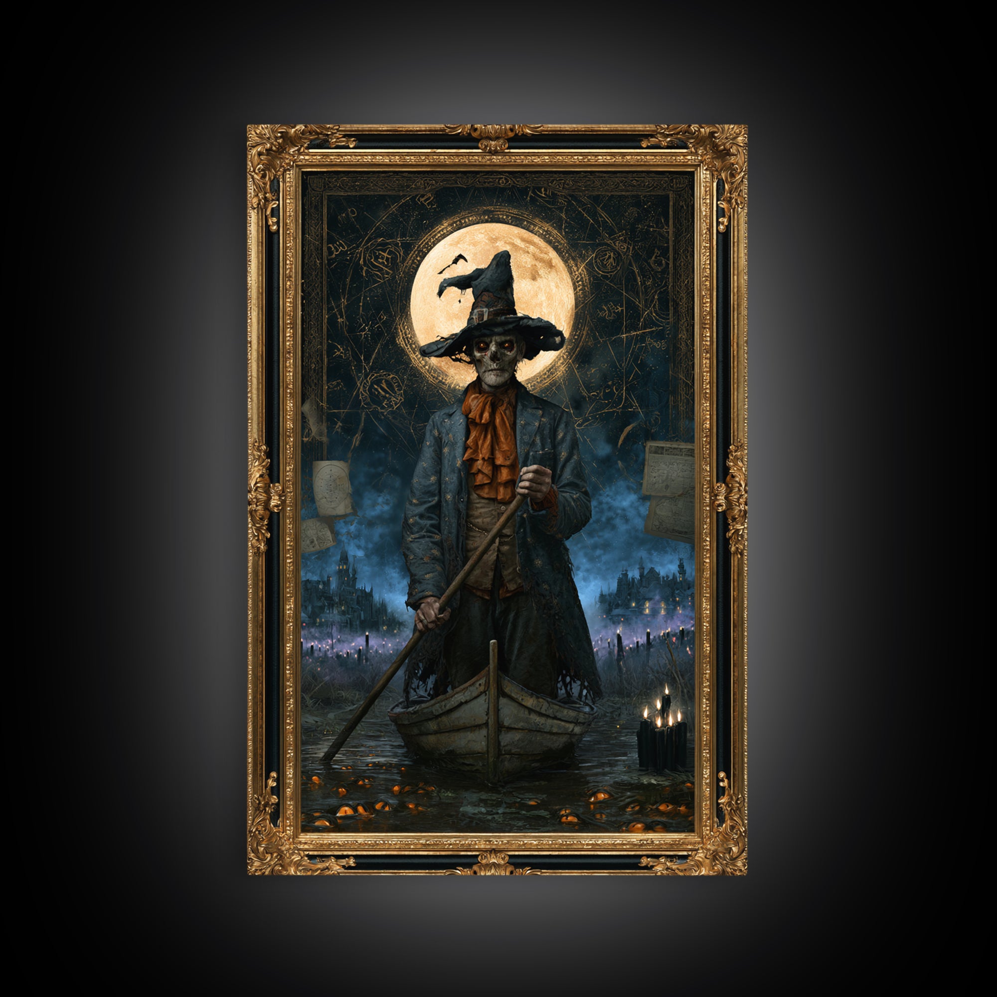The Ferryman Of The Outer Marsh, Victorian Gothic Art, Vertical Wall Art, Canvas Print, Gothic Wall Decor, Halloween Portrait Art