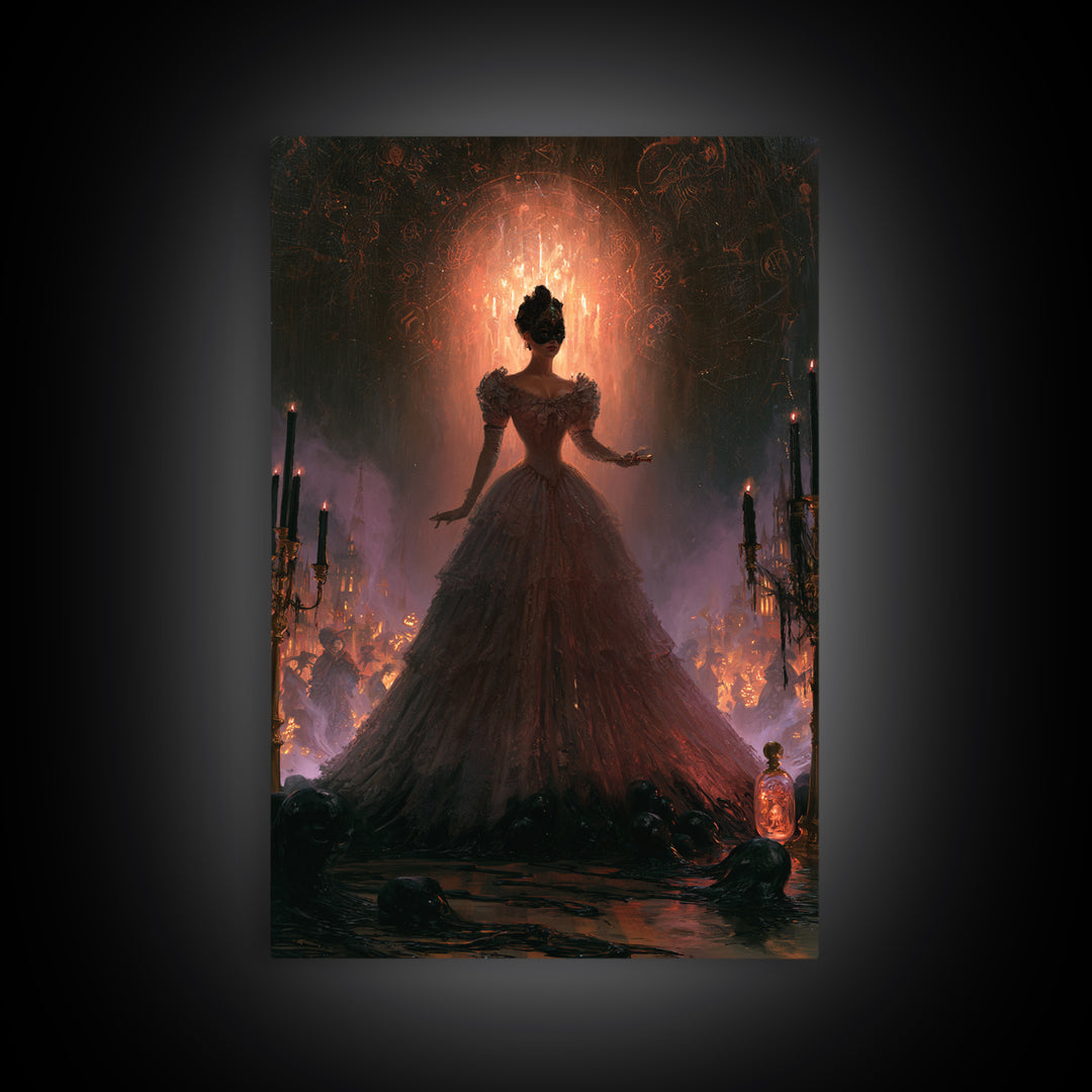 The Ballroom Of Silent Shoggoths, Macabre Victorian Decor, Vertical Wall Art, Canvas Print, Gothic Wall Decor, Halloween Portrait Art
