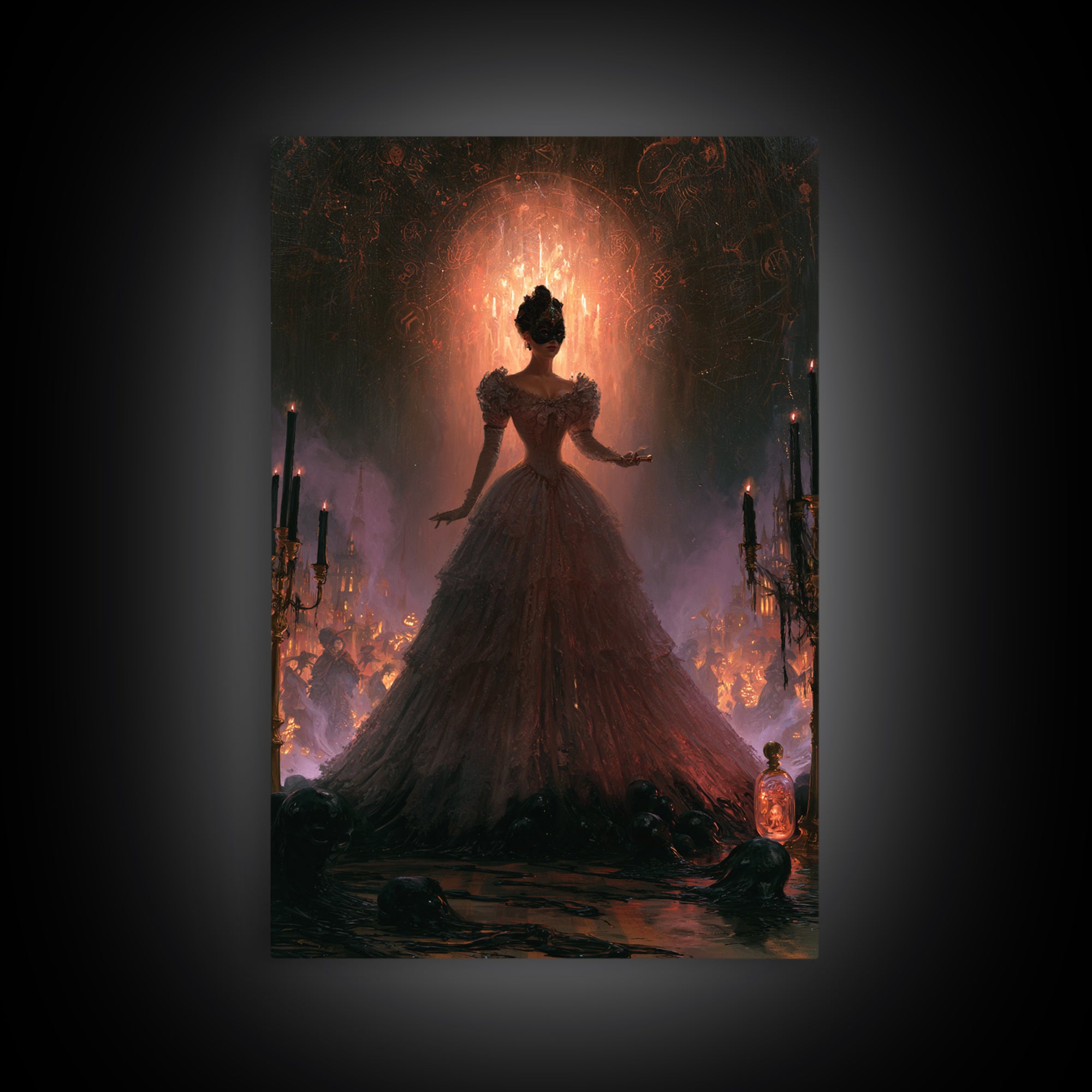 The Ballroom Of Silent Shoggoths, Macabre Victorian Decor, Vertical Wall Art, Canvas Print, Gothic Wall Decor, Halloween Portrait Art
