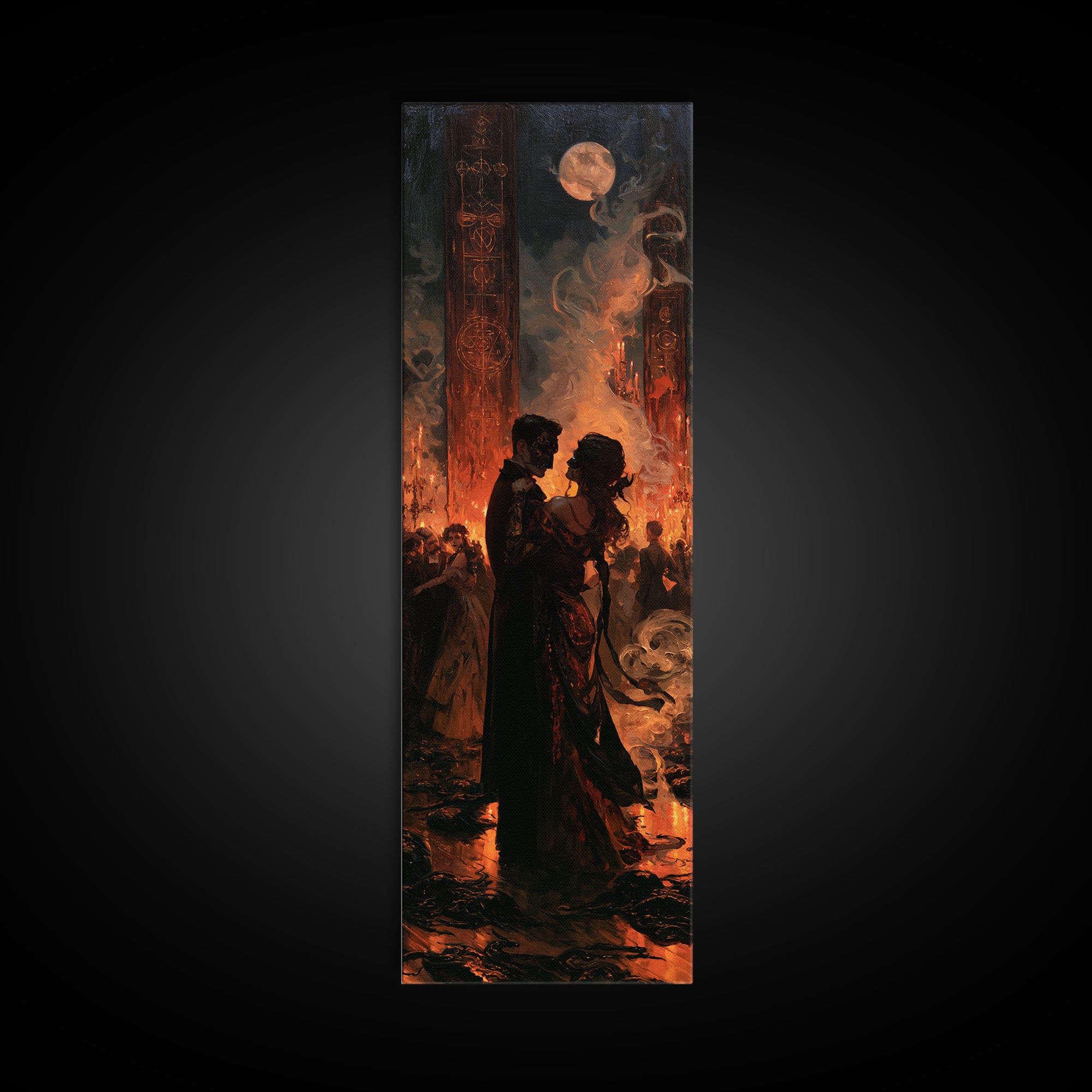 The Ballroom Of Silent Shoggoths, Victorian Horror Portrait, Tall Narrow Wall Art, Canvas Print, Gothic Wall Decor, Halloween Portrait Art
