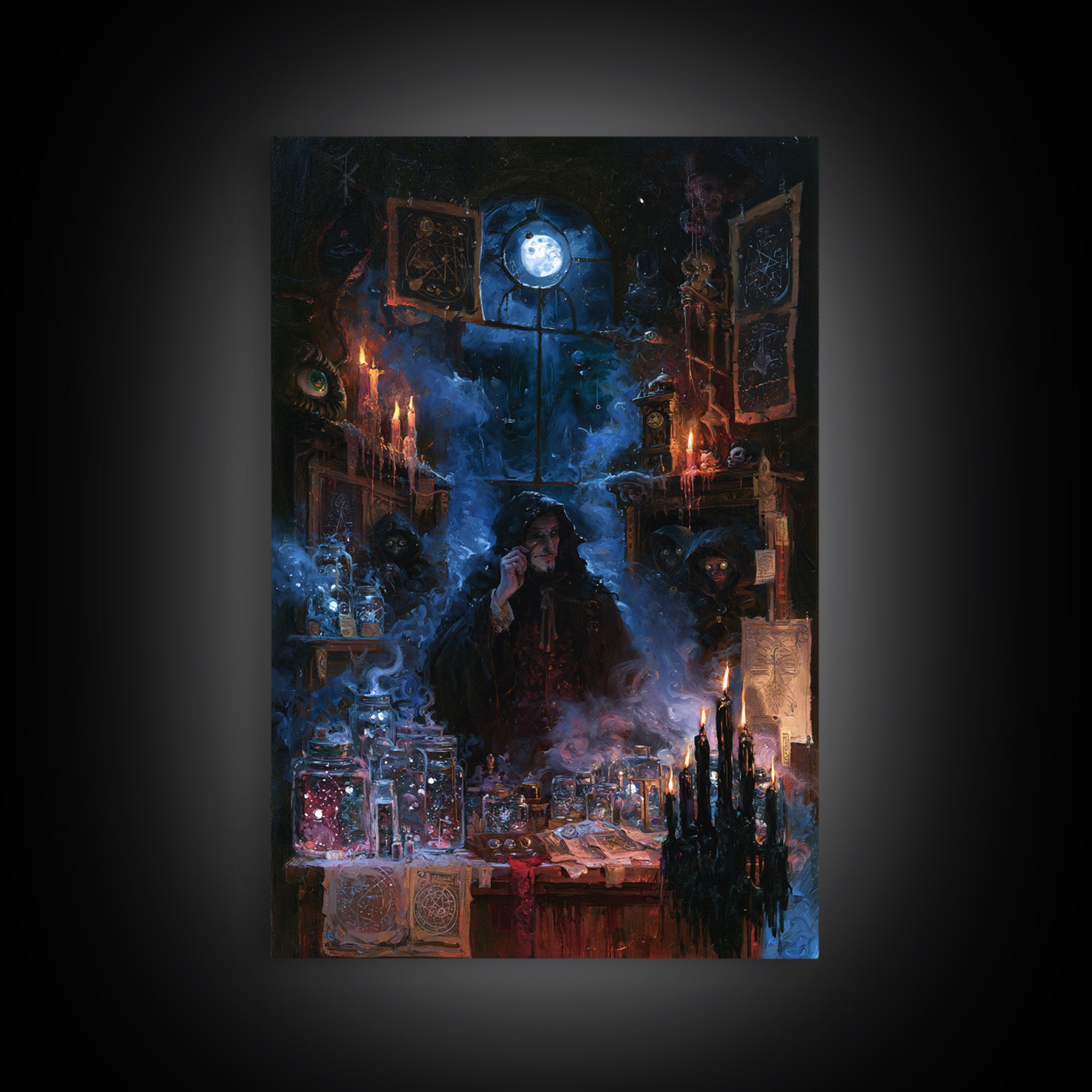 The Lantern Market Beyond The Veil, Dark Academia Wall Art, Vertical Wall Art, Framed Canvas Print, Gothic Wall Decor, Dark Fantasy Art