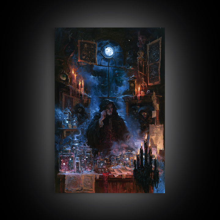 The Lantern Market Beyond The Veil, Dark Academia Wall Art, Vertical Wall Art, Framed Canvas Print, Gothic Wall Decor, Dark Fantasy Art