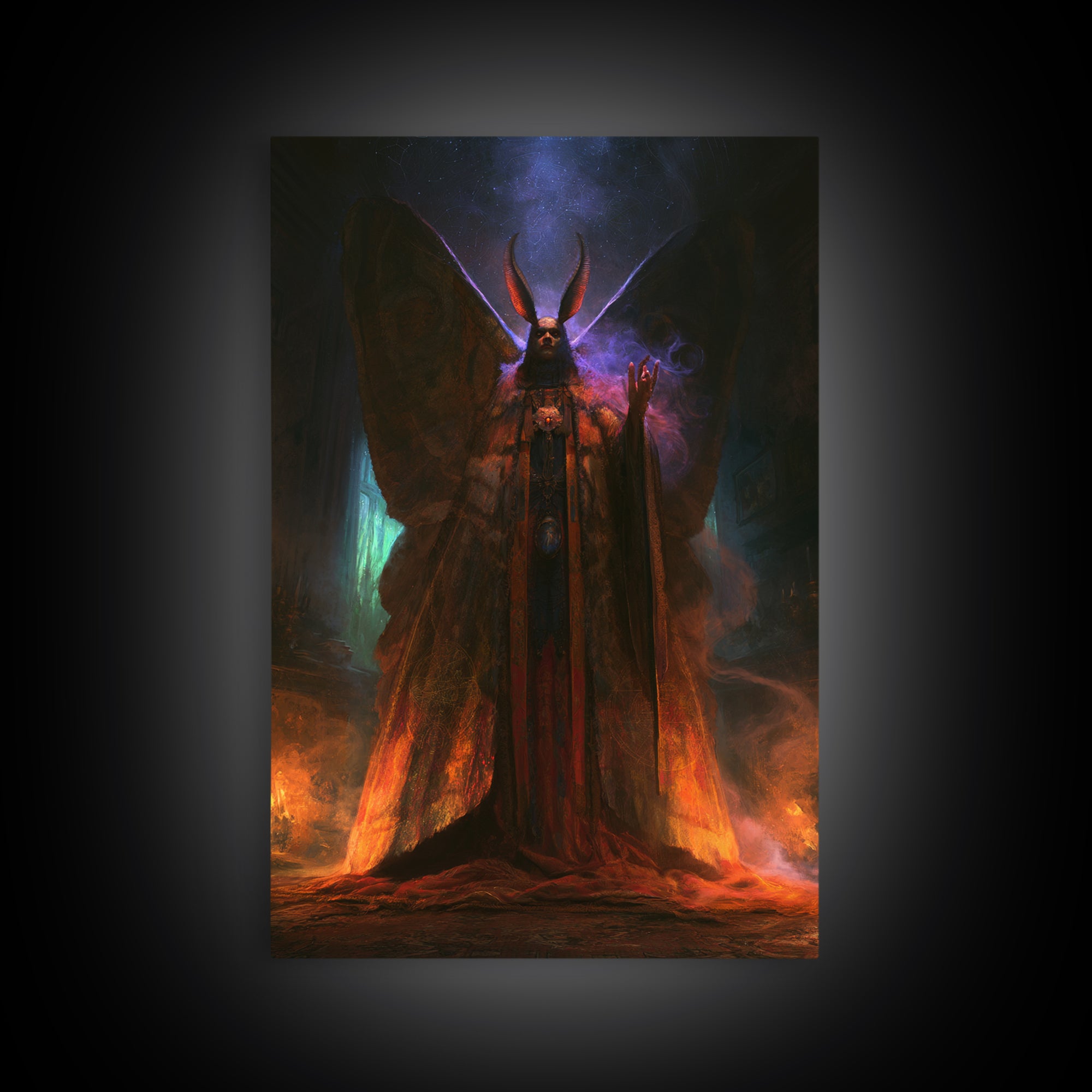 The Moth Prophet Of Kadath, Victorian Horror Portrait, Vertical Wall Art, Canvas Print, Gothic Wall Decor, Halloween Portrait Art