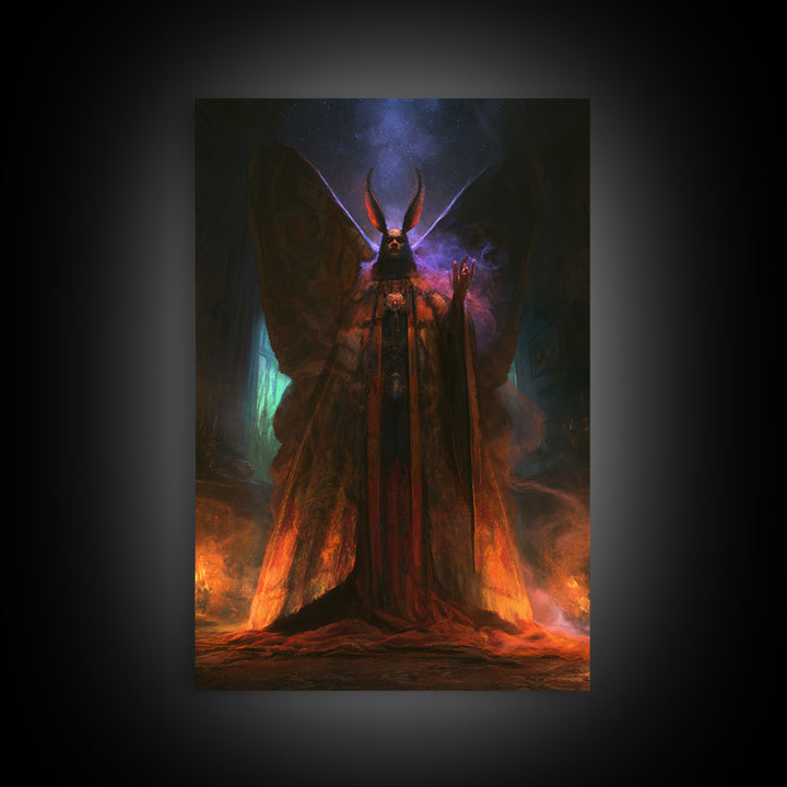 The Moth Prophet Of Kadath, Victorian Horror Portrait, Vertical Wall Art, Canvas Print, Gothic Wall Decor, Halloween Portrait Art