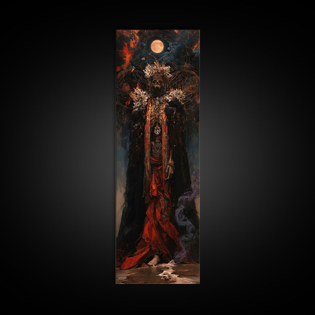 The Salt King Of The Black Shore, Antique Gothic Portrait, Tall Narrow Wall Art, Framed Canvas Print, Gothic Wall Decor, Halloween Wall Art