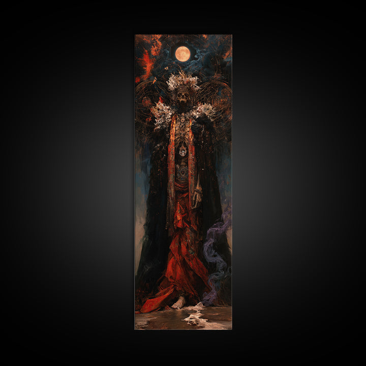 The Salt King Of The Black Shore, Antique Gothic Portrait, Tall Narrow Wall Art, Framed Canvas Print, Gothic Wall Decor, Halloween Wall Art