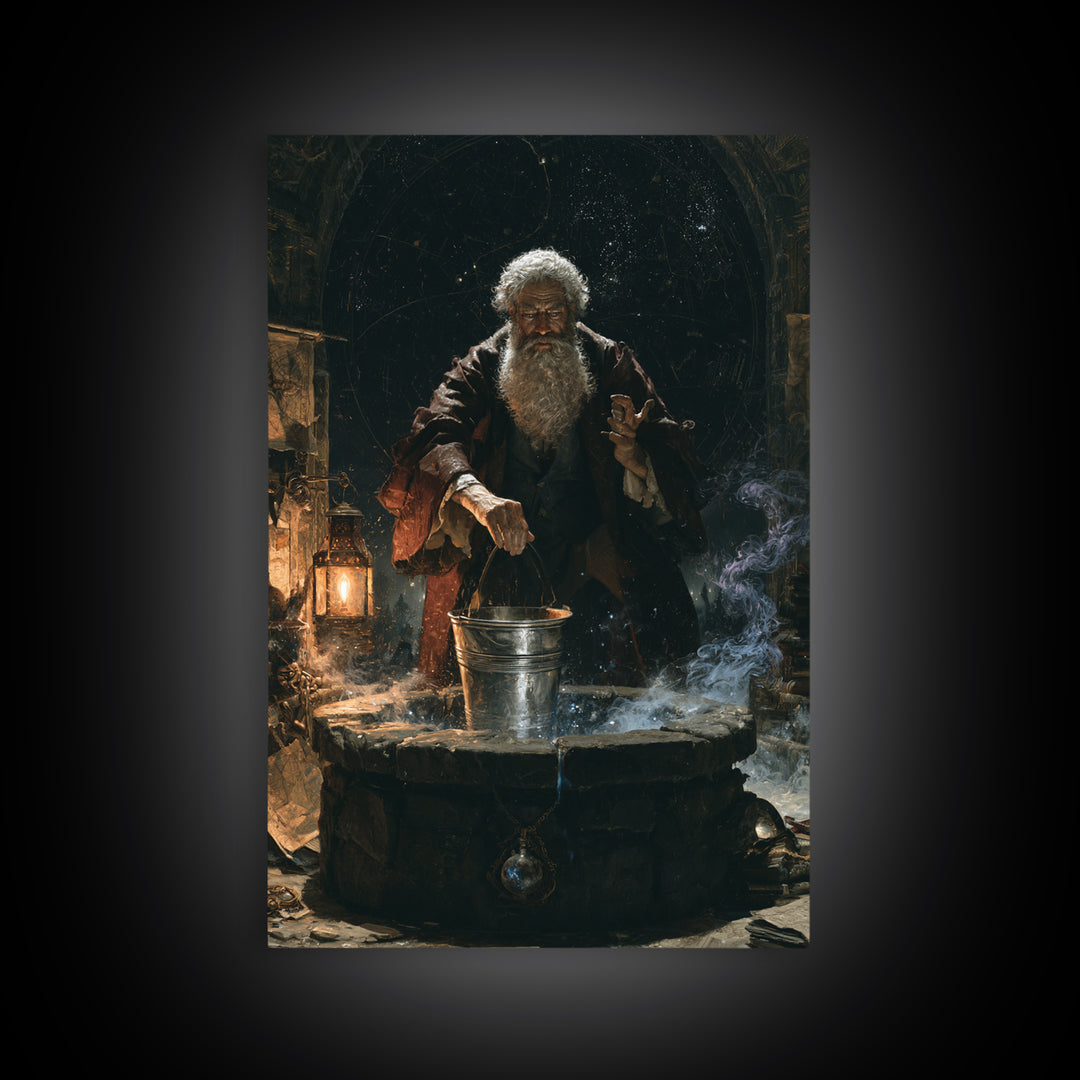 The Dreamwell Beneath Miskatonic, Victorian Horror Portrait, Vertical Wall Art, Framed Canvas Print, Gothic Wall Decor, Halloween Wall Art