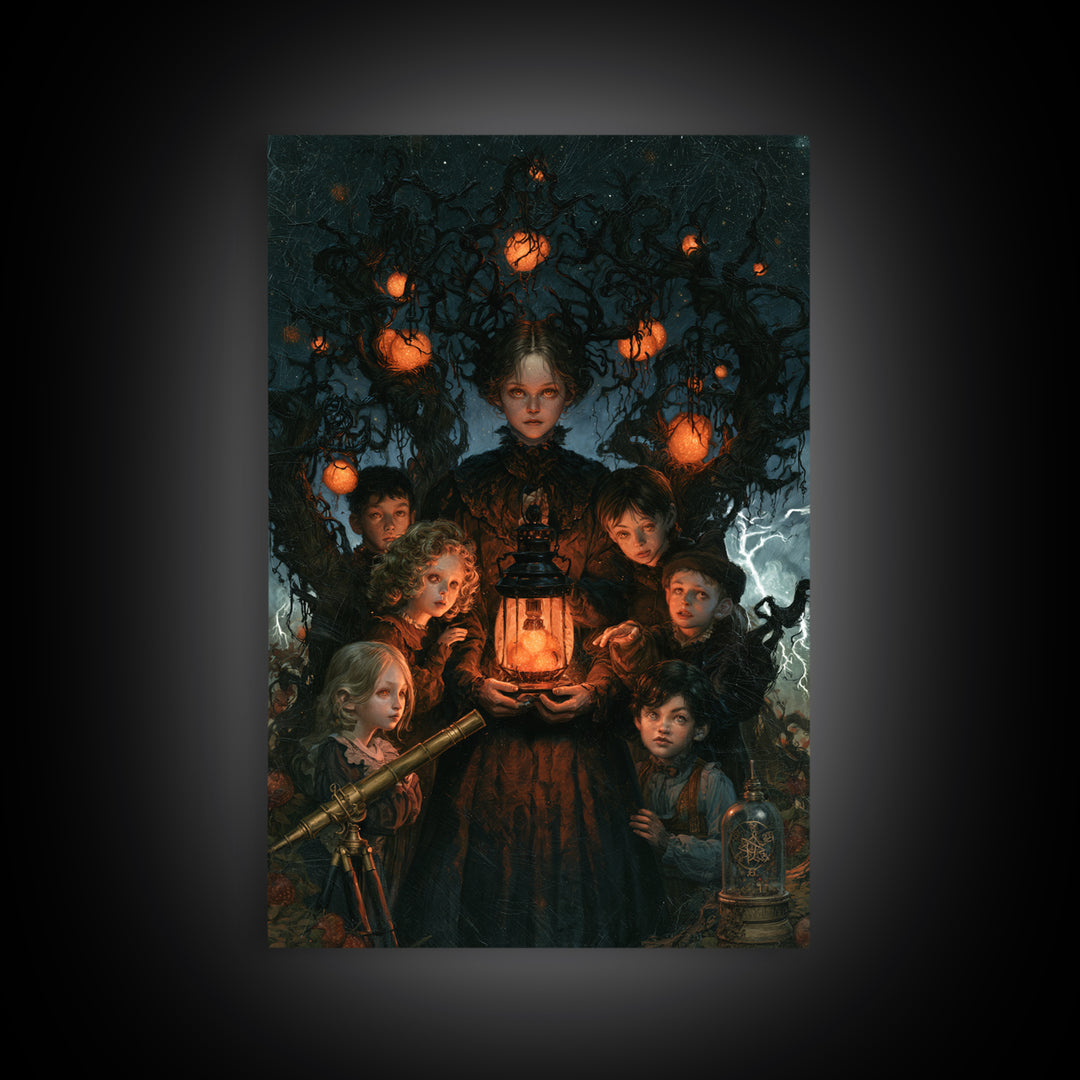 The Children Of The Star Orchard, Antique Gothic Portrait, Vertical Wall Art, Canvas Print, Gothic Wall Decor, Halloween Portrait Art