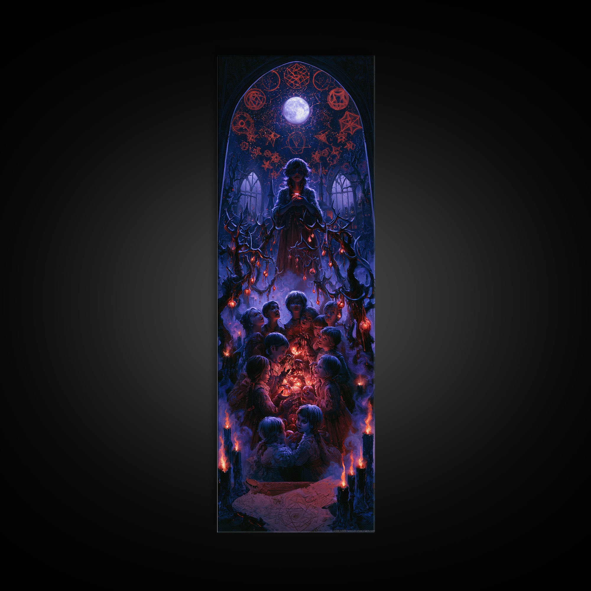 The Children Of The Star Orchard, Dark Academia Wall Art, Tall Narrow Wall Art, Framed Canvas Print, Gothic Wall Decor, Halloween Decor