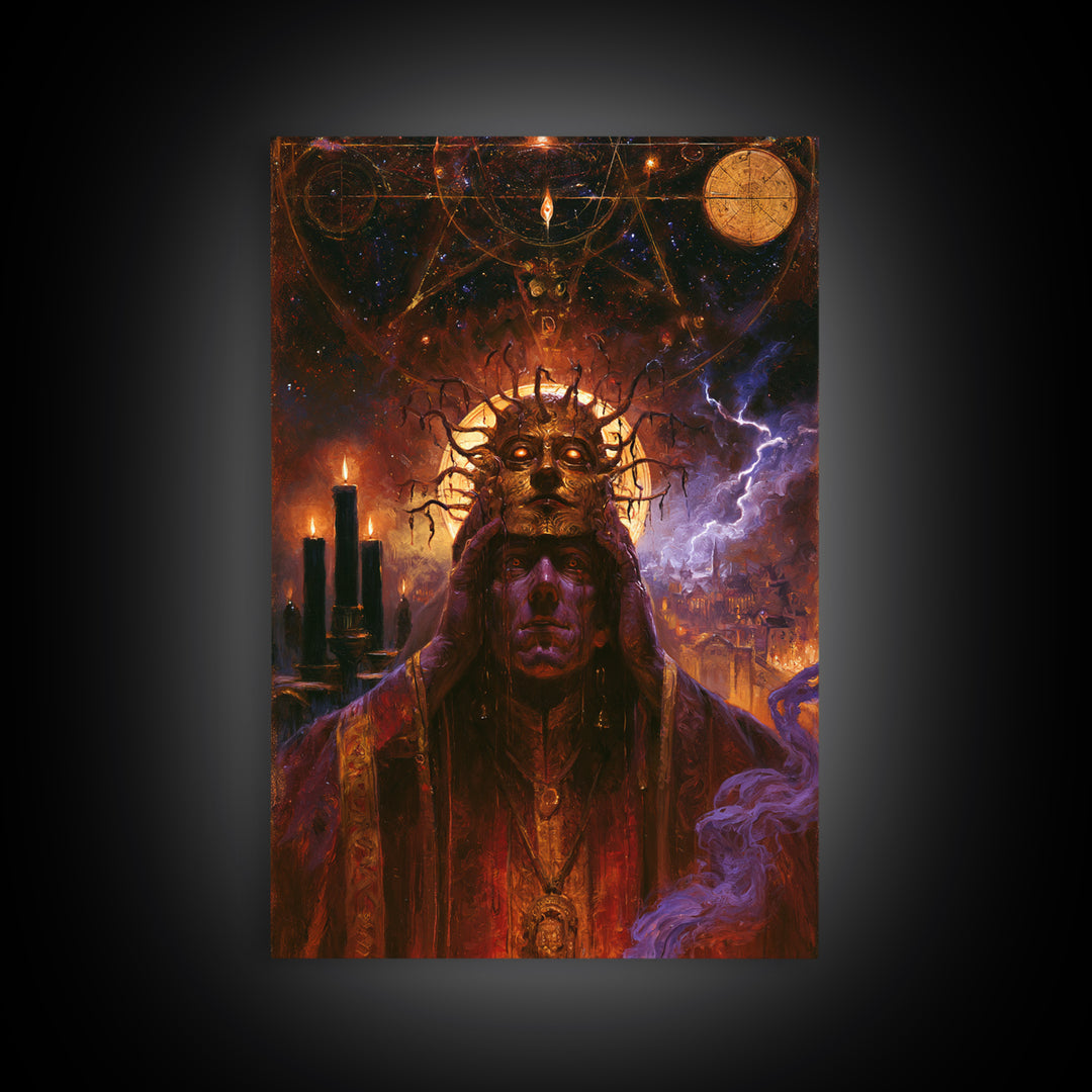 The Mask Of The Crawling God, Victorian Gothic Art, Vertical Wall Art, Framed Canvas Print, Gothic Wall Decor, Halloween Portrait Art