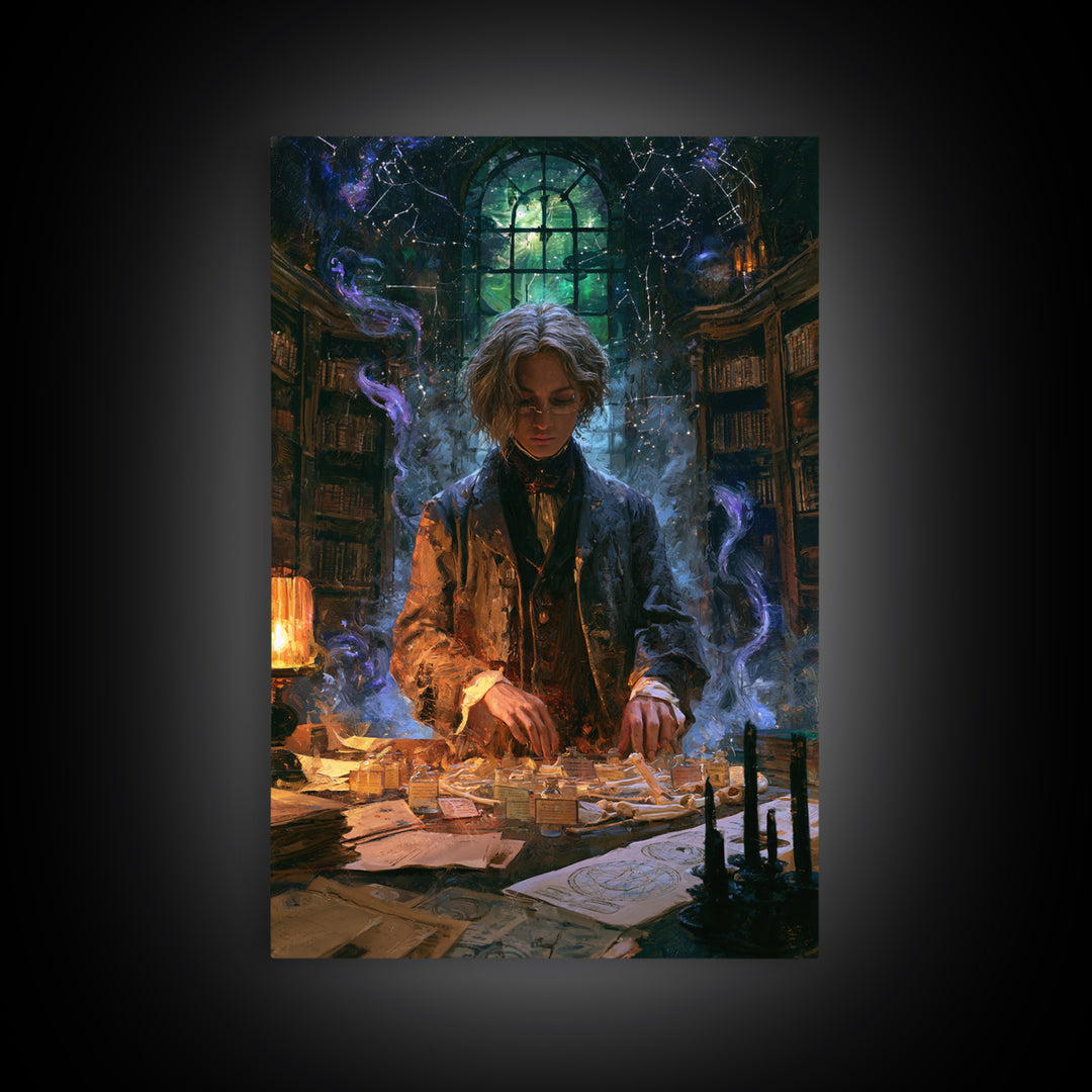 The Archivist Of Dreaming Bones, Victorian Cosmic Horror, Vertical Wall Art, Framed Canvas Print, Gothic Wall Decor, Halloween Portrait Art