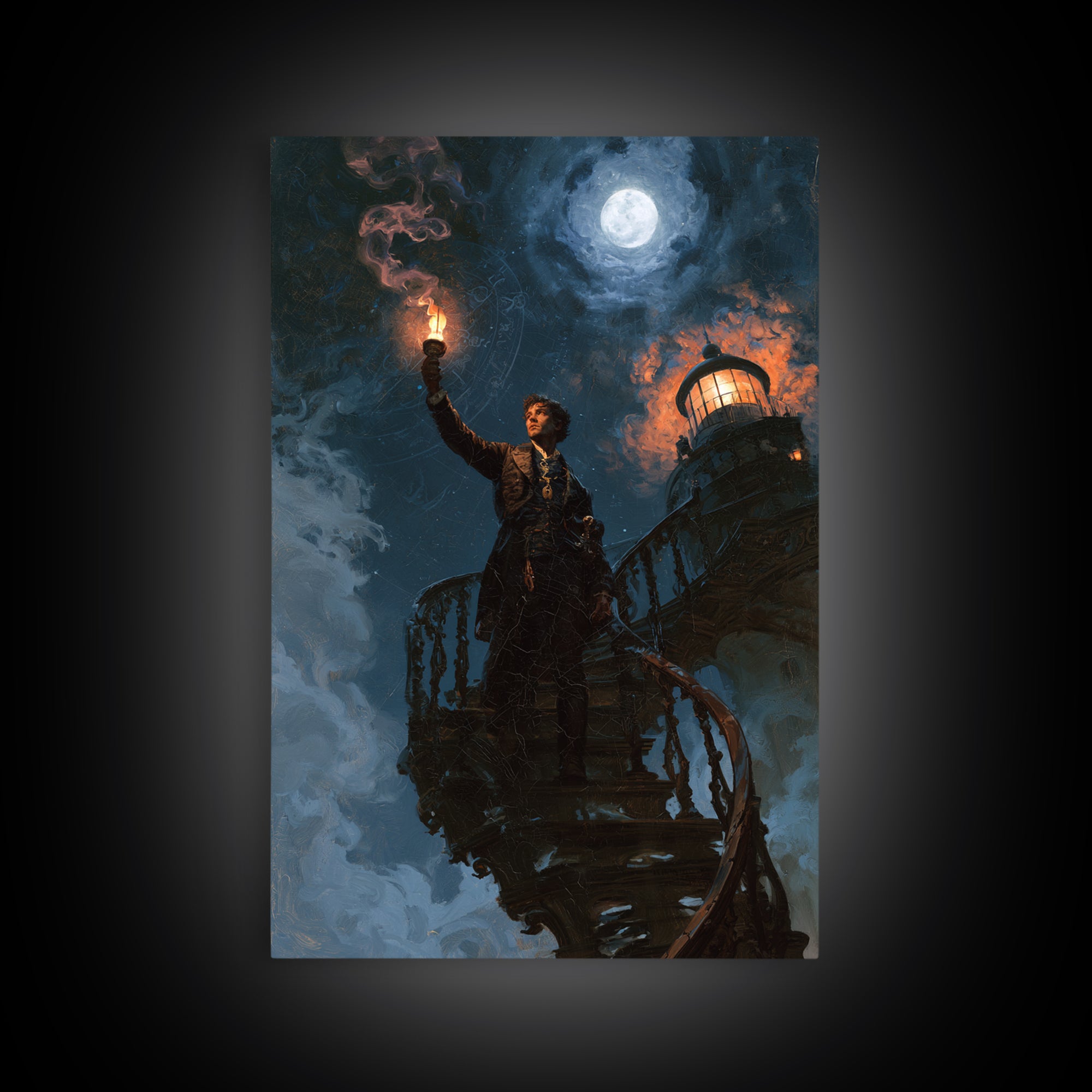 The Last Lighthouse Of Y’Ha-Nthlei, Victorian Horror Portrait, Vertical Wall Art, Canvas Print, Gothic Wall Decor, Halloween Portrait Art