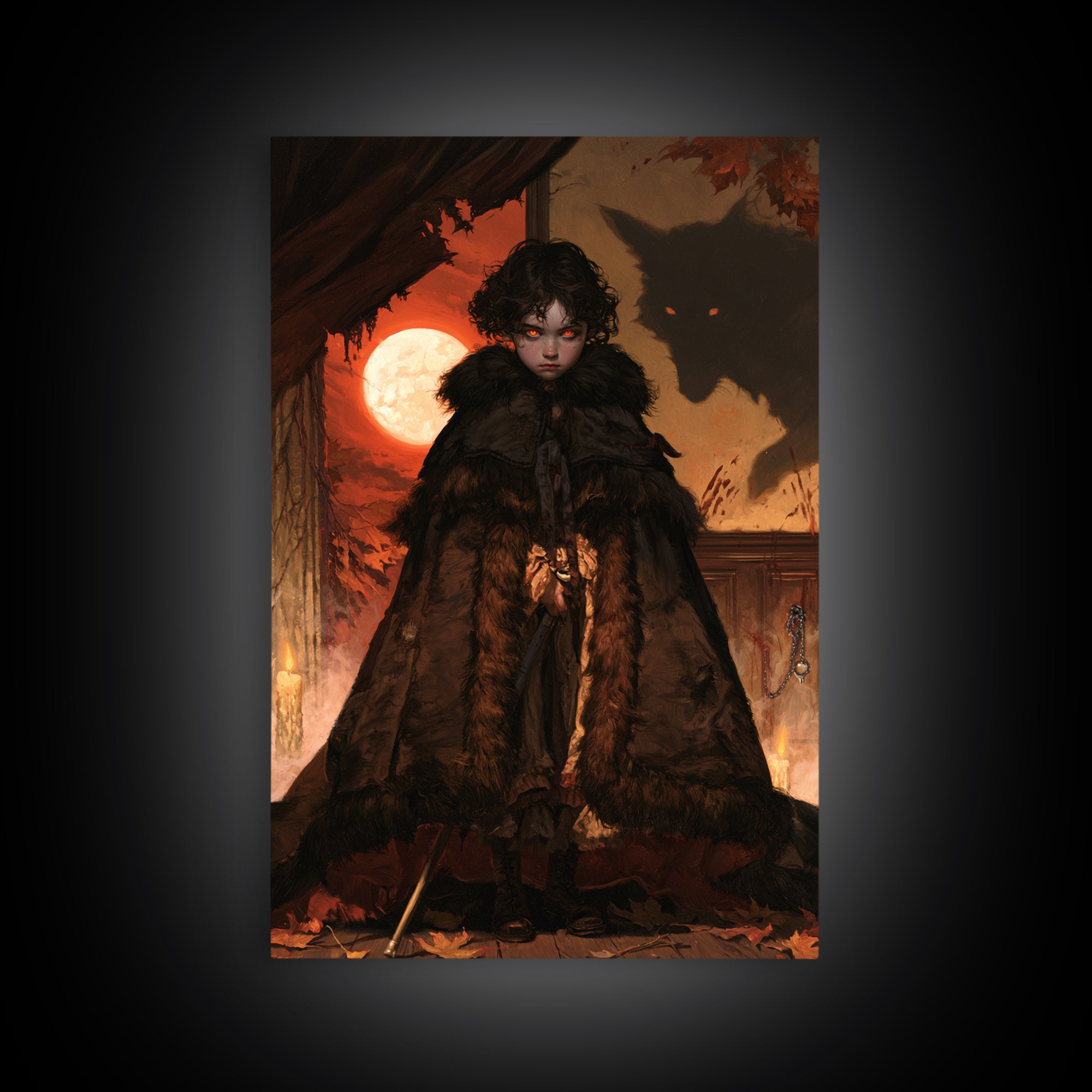 The Wolf-Child Of Ash Lane, Victorian Werewolf Portrait, Vertical Canvas Print, Gothic Home Decor, Classic Monster Art