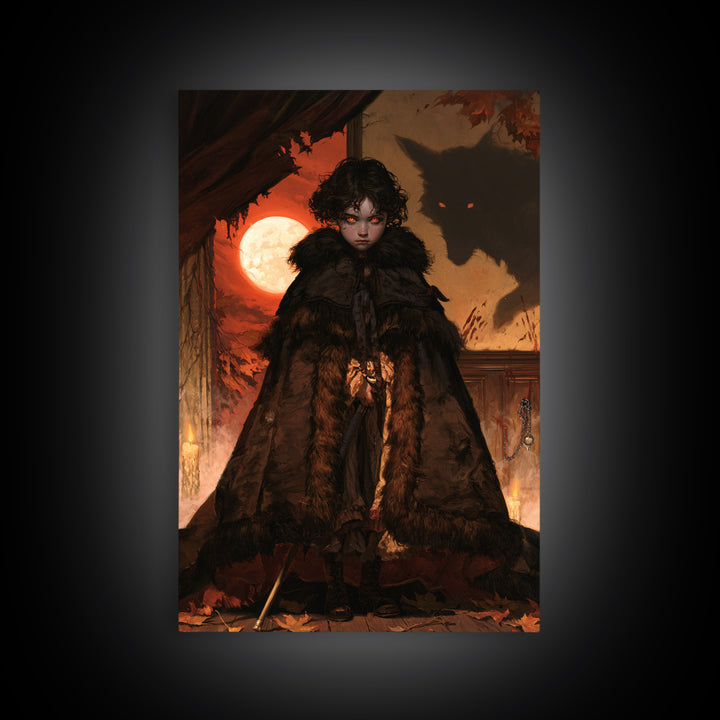 The Wolf-Child Of Ash Lane, Victorian Werewolf Portrait, Vertical Canvas Print, Gothic Home Decor, Classic Monster Art