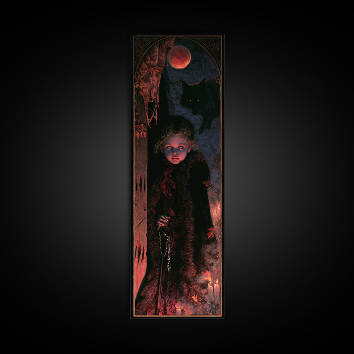 The Wolf-Child Of Ash Lane, Victorian Werewolf Portrait, Tall Narrow Canvas Print, Gothic Home Decor, Gothic Wall Decor, Classic Monster Art