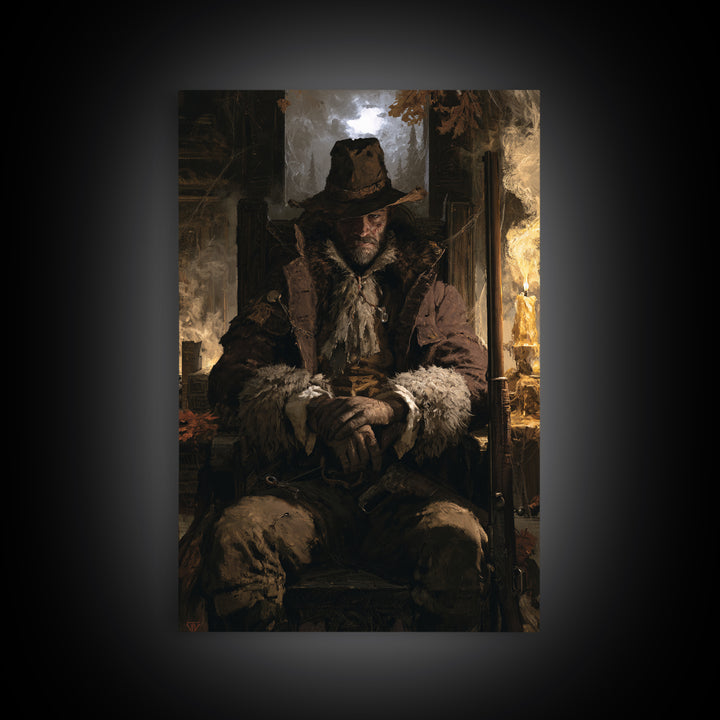 The Midnight Gamekeeper, Victorian Werewolf Portrait, Vertical Canvas Print, Antique Style Decor, Classic Monster Art