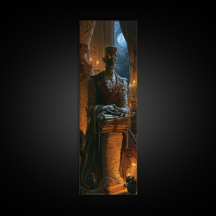 The Desert Archivist, Victorian Mummy Portrait, Tall Narrow Canvas Print, Dark Academia Decor, Canvas Print, Classic Monster Art