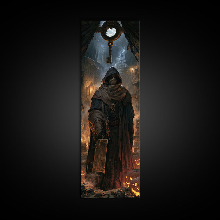 The Moonlit Embalmer, Victorian Mummy Portrait, Tall Narrow Canvas Print, Macabre Home Decor, Antique Horror Decor, Classic Monster Art