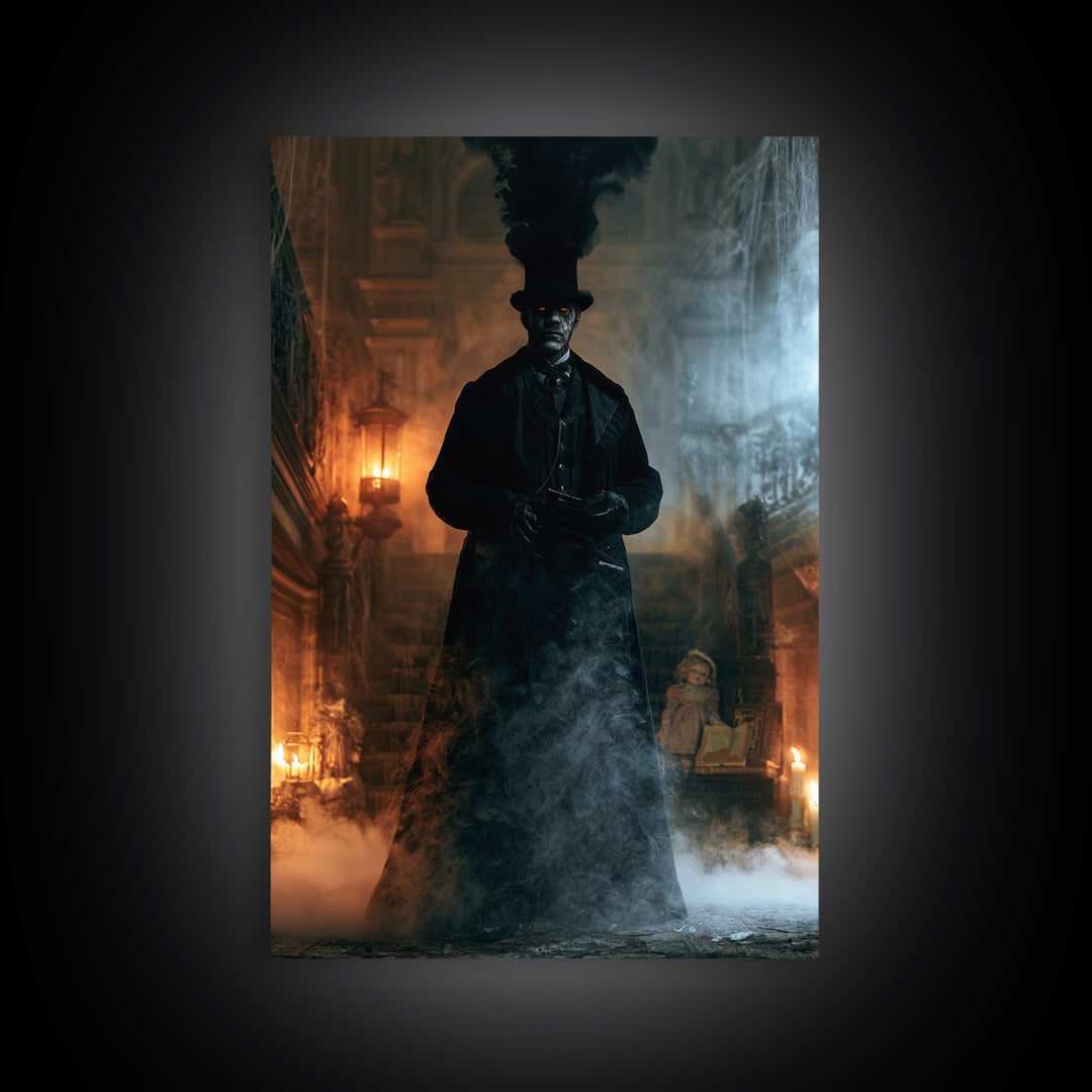 The Railway Ghost, Victorian Ghost Portrait, Vertical Canvas Print, Classic Halloween Decor, Antique Horror Decor, Classic Monster Art