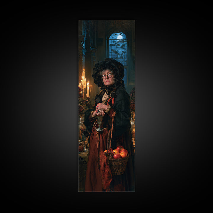 The Orchard Hexer, Victorian Witch Portrait, Tall Narrow Canvas Print, Macabre Home Decor, Spooky Season Decor, Classic Monster Art