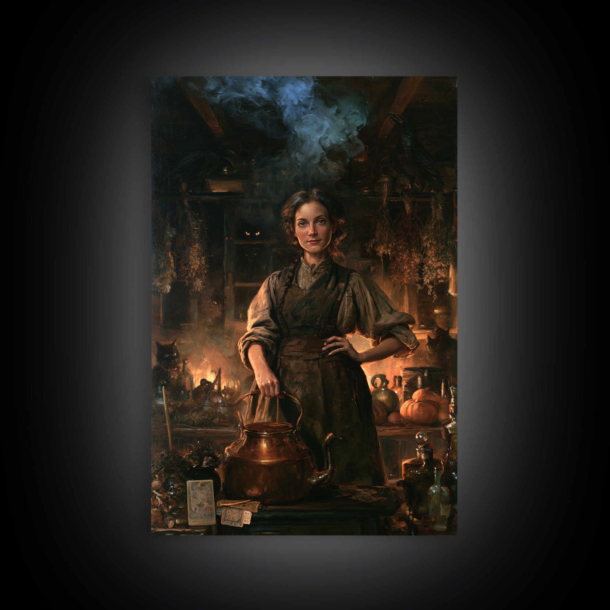 The Kitchen Witch, Victorian Witch Portrait, Vertical Canvas Print, Macabre Home Decor, Halloween Portrait Art, Classic Monster Art