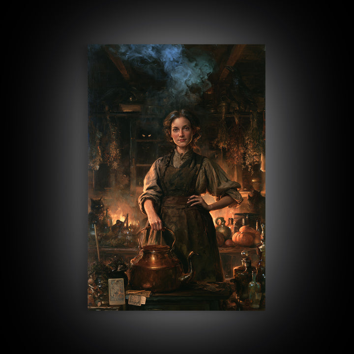 The Kitchen Witch, Victorian Witch Portrait, Vertical Canvas Print, Macabre Home Decor, Halloween Portrait Art, Classic Monster Art