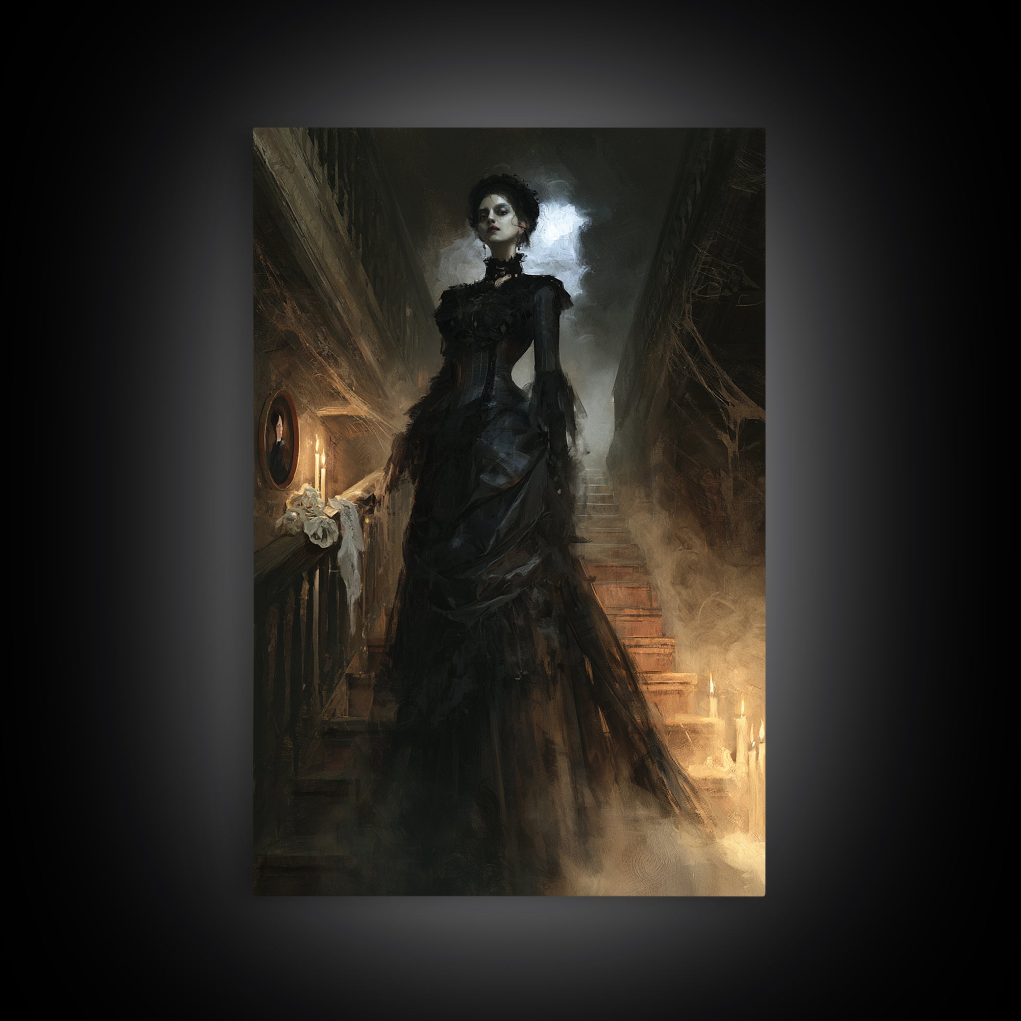 The Cellar Phantom, Victorian Phantom Portrait, Vertical Canvas Print, Antique Style Decor, Gothic Wall Decor, Classic Monster Art