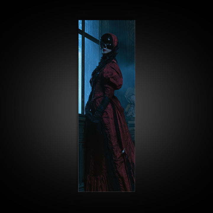 The Velvet Mask Specter, Victorian Phantom Portrait, Tall Narrow Canvas Print, Classic Halloween Decor, Canvas Print, Classic Monster Art