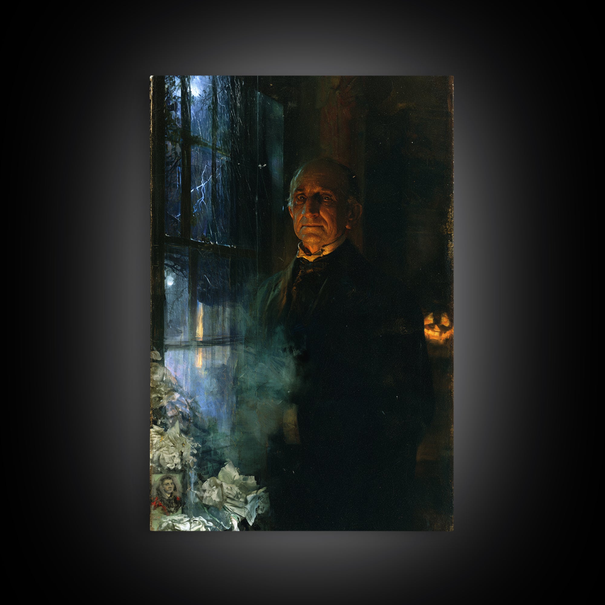The Servant Of The North Wing, Victorian Phantom Portrait, Vertical Canvas Print, Antique Style Decor, Classic Monster Art