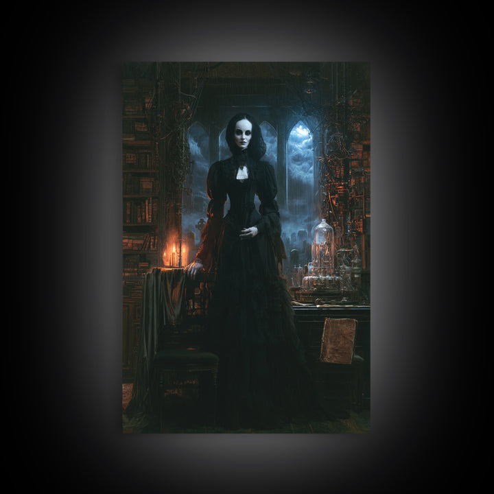 The Alabaster Creation, Victorian Monster Portrait, Vertical Canvas Print, Classic Halloween Decor, Spooky Season Decor, Classic Monster Art