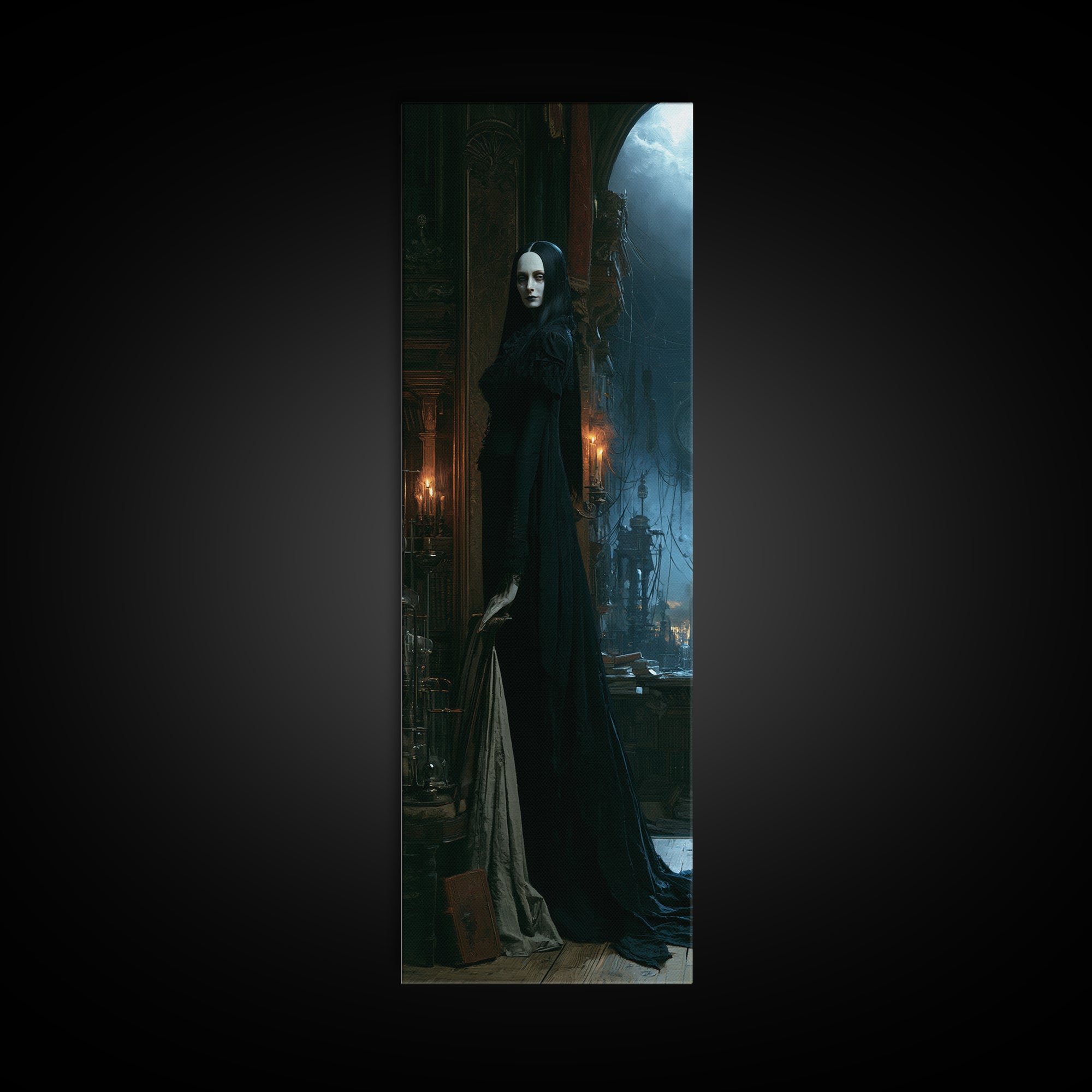The Alabaster Creation, Victorian Monster Portrait, Tall Narrow Canvas Print, Gothic Home Decor, Gothic Wall Decor, Classic Monster Art