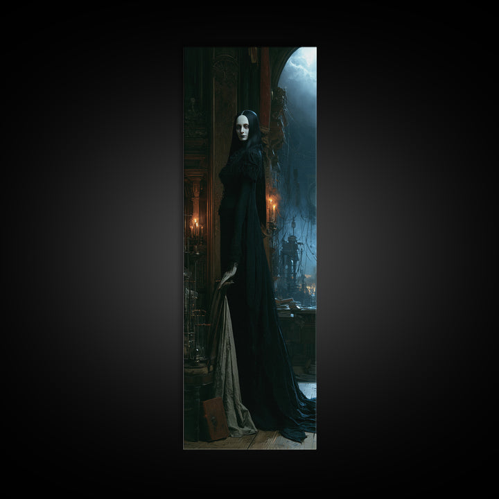 The Alabaster Creation, Victorian Monster Portrait, Tall Narrow Canvas Print, Gothic Home Decor, Gothic Wall Decor, Classic Monster Art
