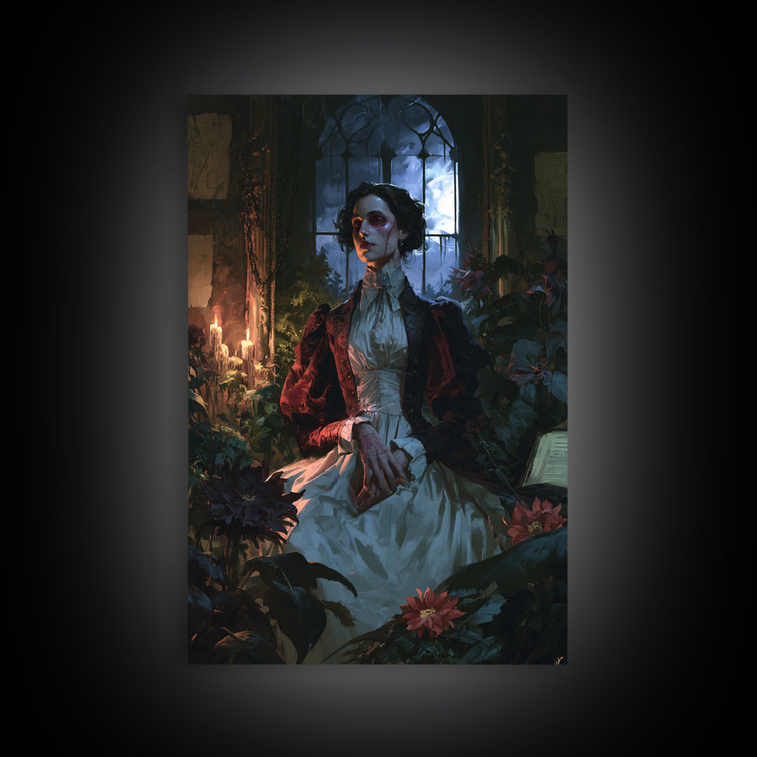 The Garden Experiment, Victorian Monster Portrait, Vertical Canvas Print, Macabre Home Decor, Antique Horror Decor, Classic Monster Art