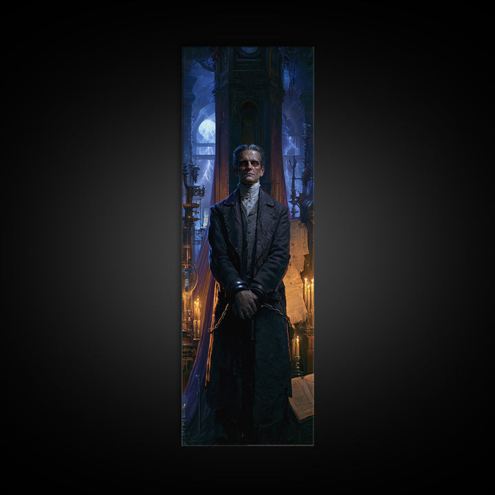 The Clocktower Patient, Victorian Monster Portrait, Tall Narrow Canvas Print, Antique Style Decor, Antique Horror Decor, Classic Monster Art