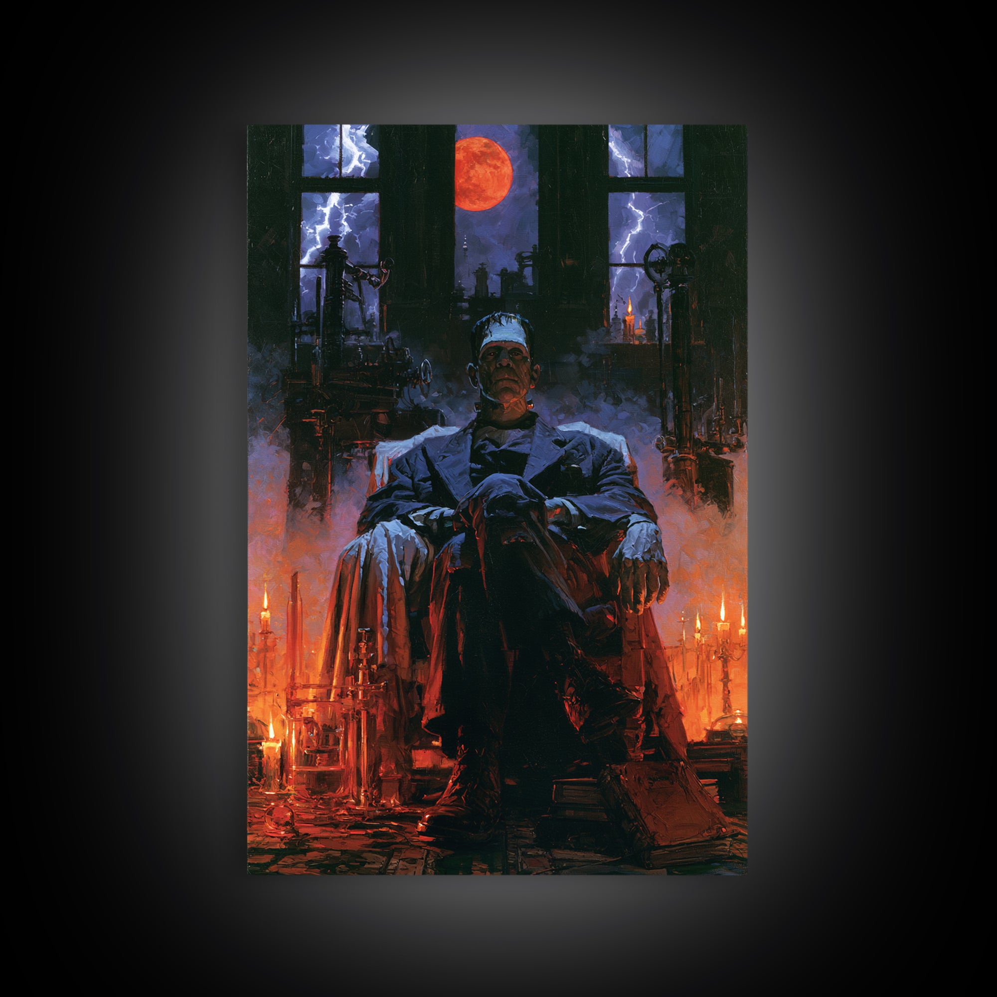 The Manor House Colossus, Victorian Monster Portrait, Vertical Canvas Print, Antique Style Decor, Classic Monster Art